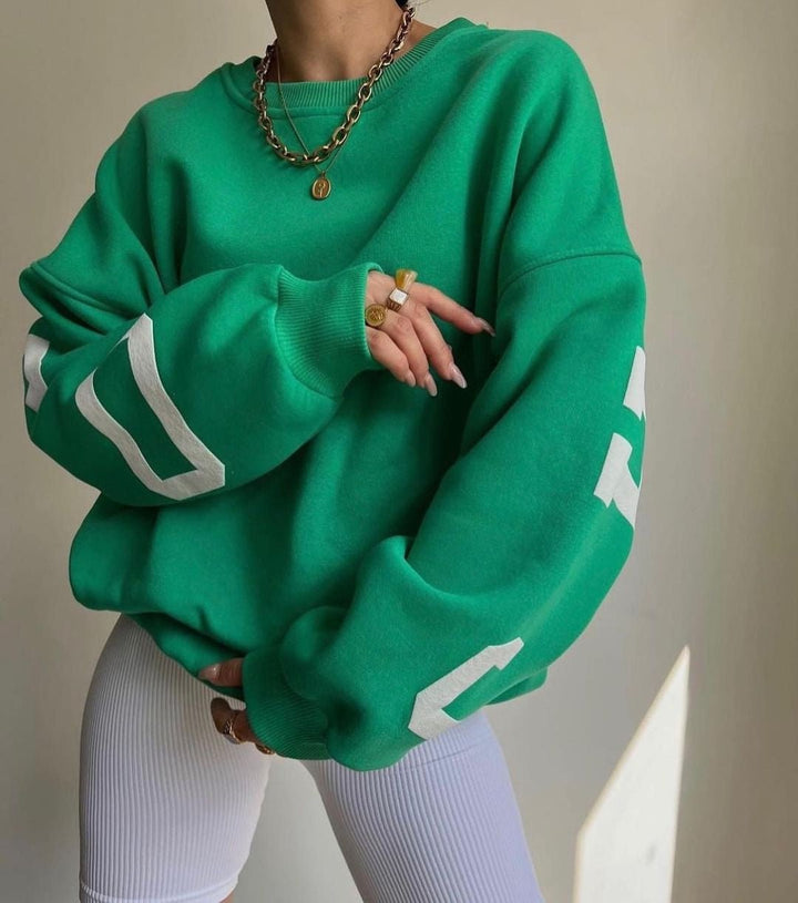Isalyn | Felpa girocollo casual oversize con interno felpato