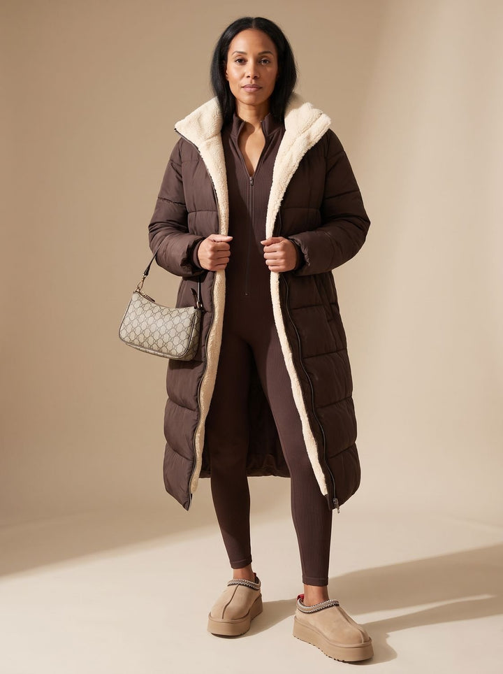 Grace | Reversible Longline Hooded Puffer Coat for Women