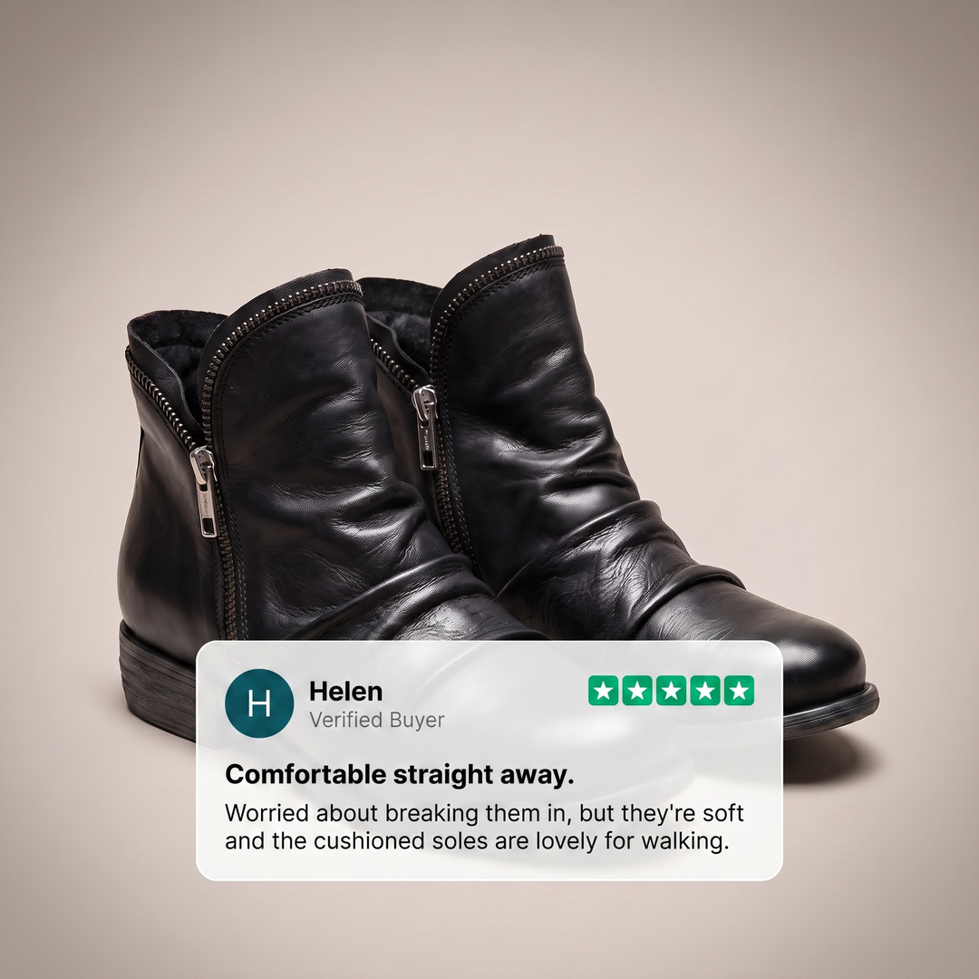 Mila | Ruched Leather Side-Zip Low-Heel Ankle Boots - Image 10