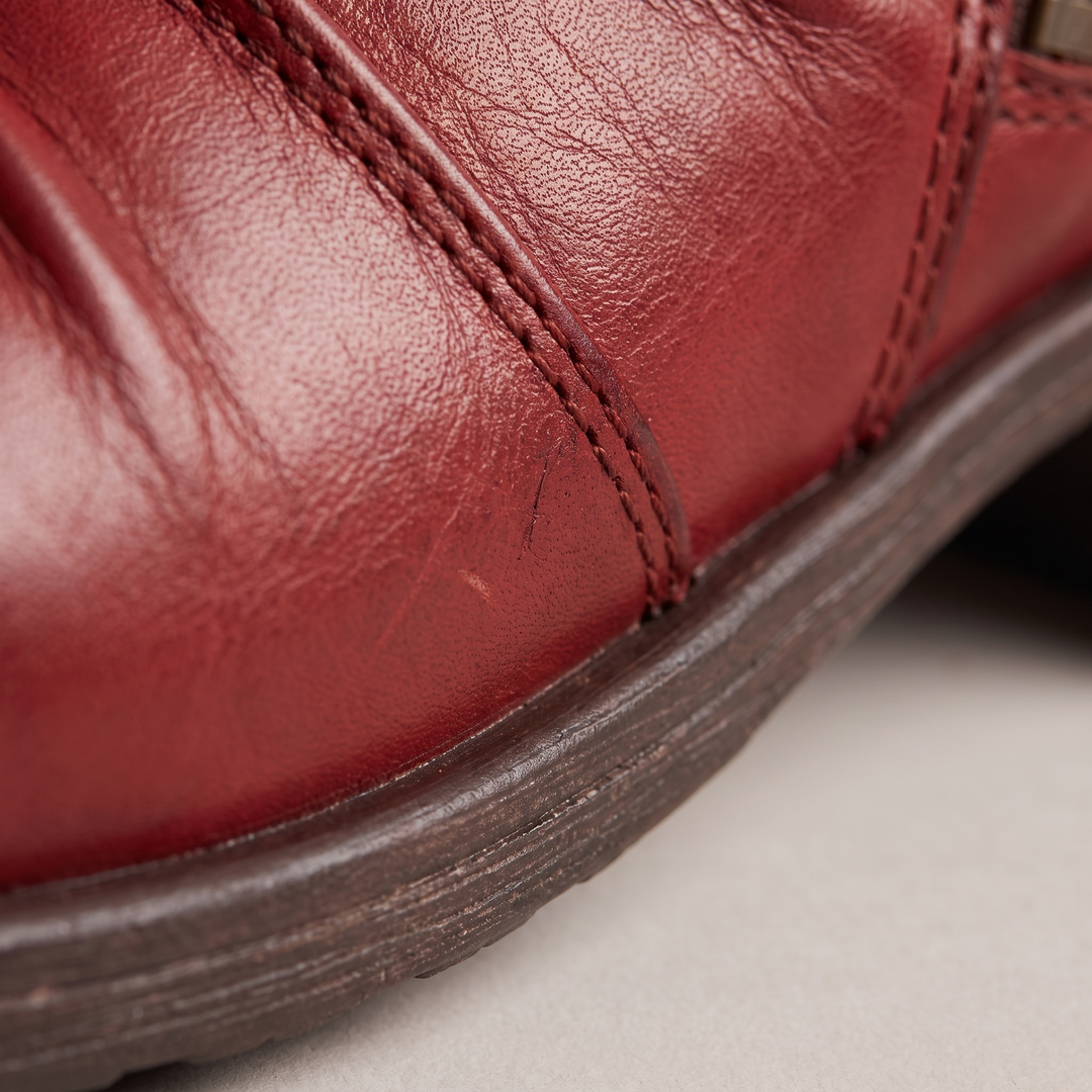 Mila | Ruched Leather Side-Zip Low-Heel Ankle Boots - Image 7