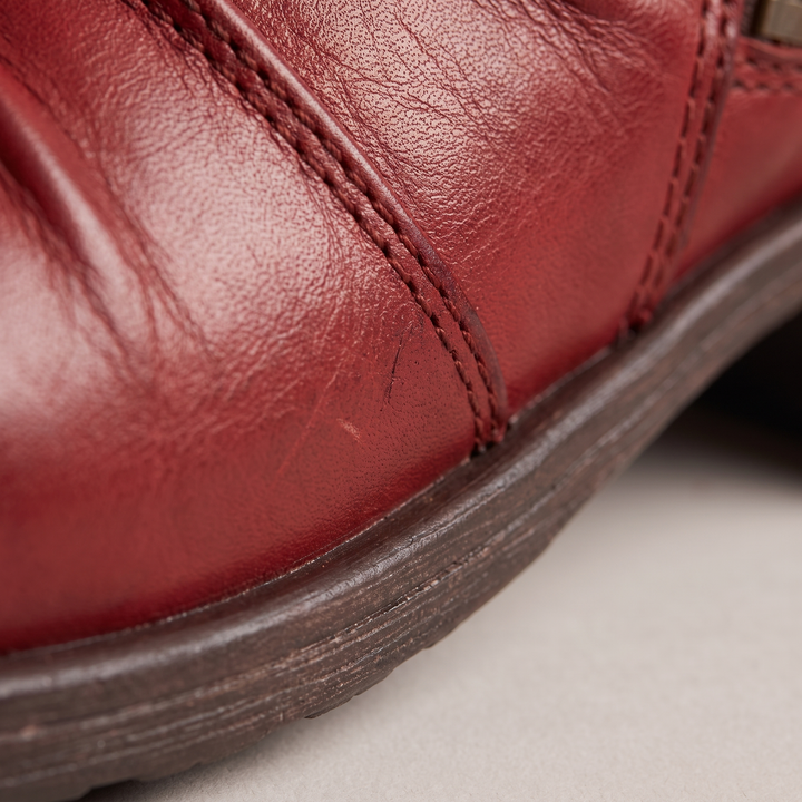 Mila | Ruched Leather Side-Zip Low-Heel Ankle Boots - Image 7
