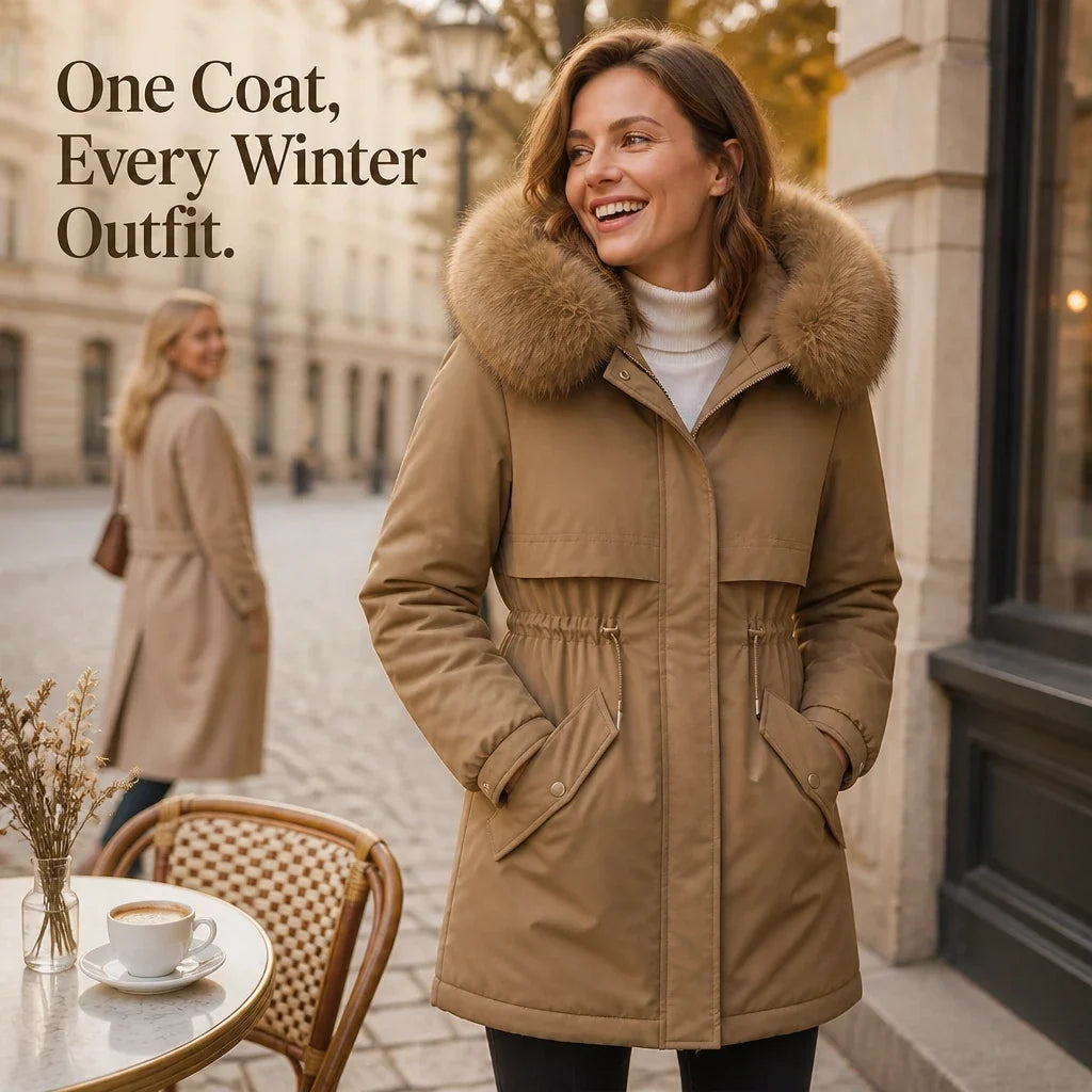 Velora | Plush-Lined Mid-Length Parka – Stylish Warmth for Women