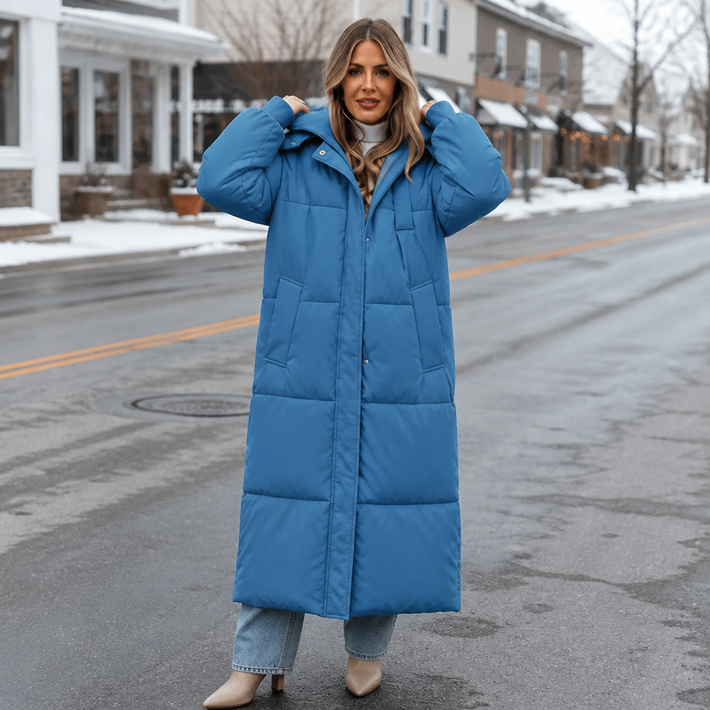 Wabella | Long Hooded Puffer Coat – Warm Close Fit for Women