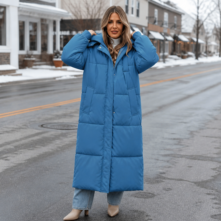Wabella | Long Hooded Puffer Coat – Warm Close Fit for Women