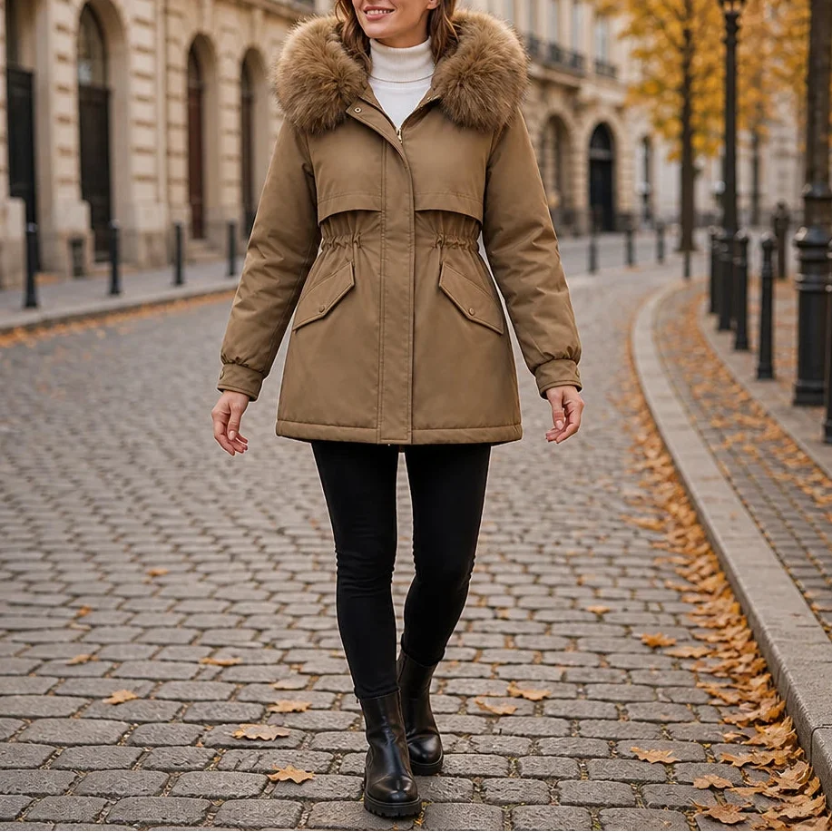 Velora | Plush-Lined Mid-Length Parka – Stylish Warmth for Women
