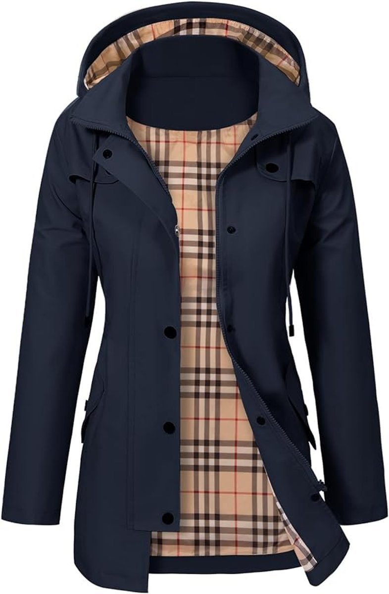 Elysia | Waterproof Hooded Raincoat for Women – Stylish with Fleece Lining