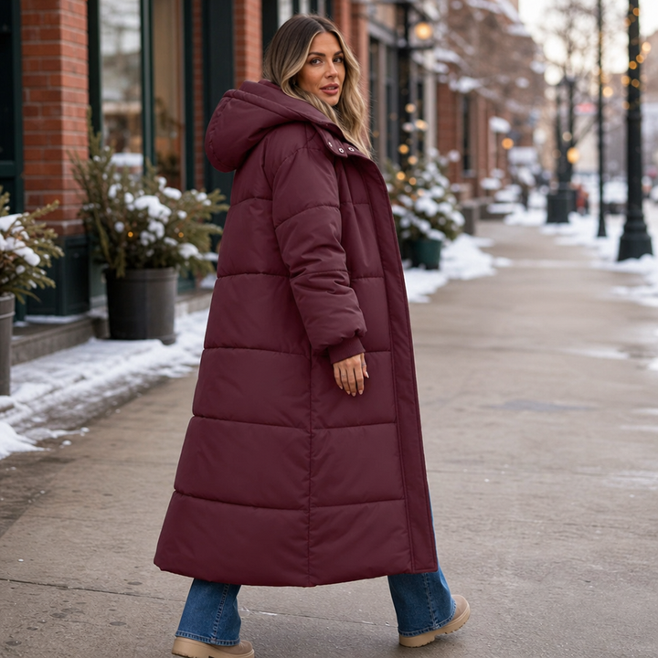 Wabella | Long Hooded Puffer Coat – Warm Close Fit for Women