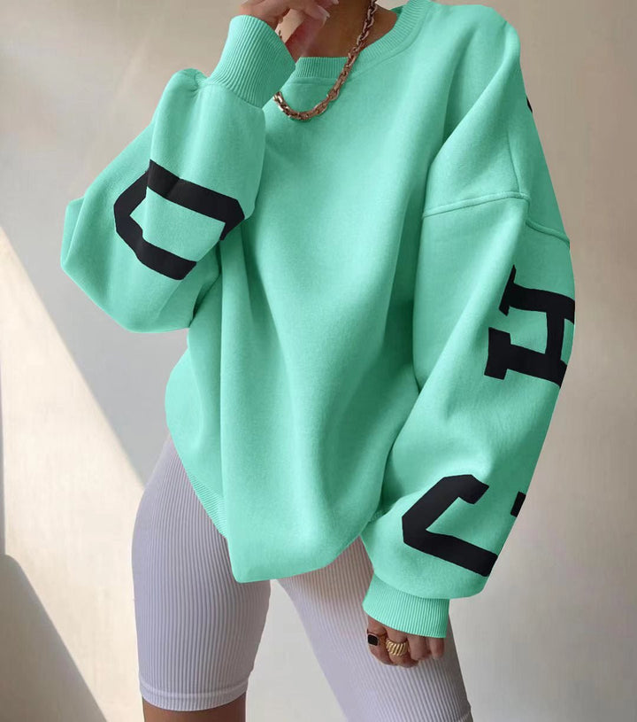 Isalyn | Felpa girocollo casual oversize con interno felpato