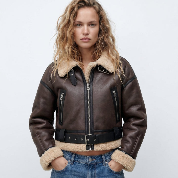Elara | Bomber Jacket – Luxury Reversible Lamb Fur for Women