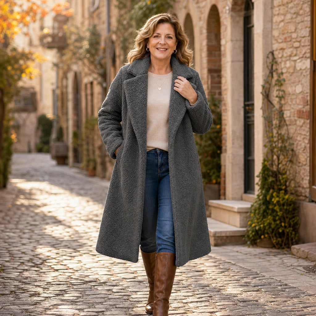 Velora | Long Teddy Coat – Plush Cozy Layer for Women