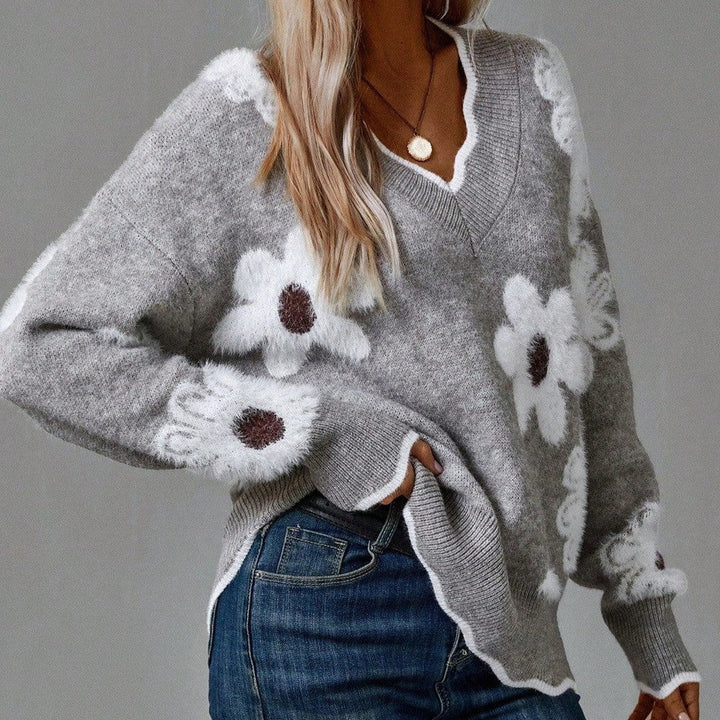 Penelope | Maglione con scollo a V floreale