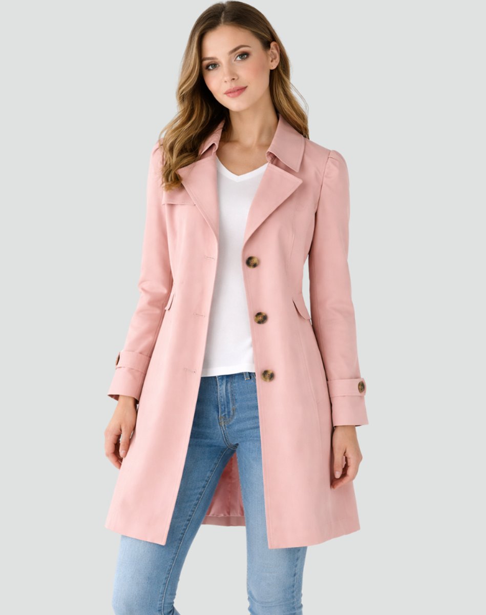 Clara | Klassischer taillierter mittellanger Trenchcoat für Damen