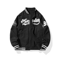 Felix | Lettered Striped-Rib Varsity Bomber Jacket