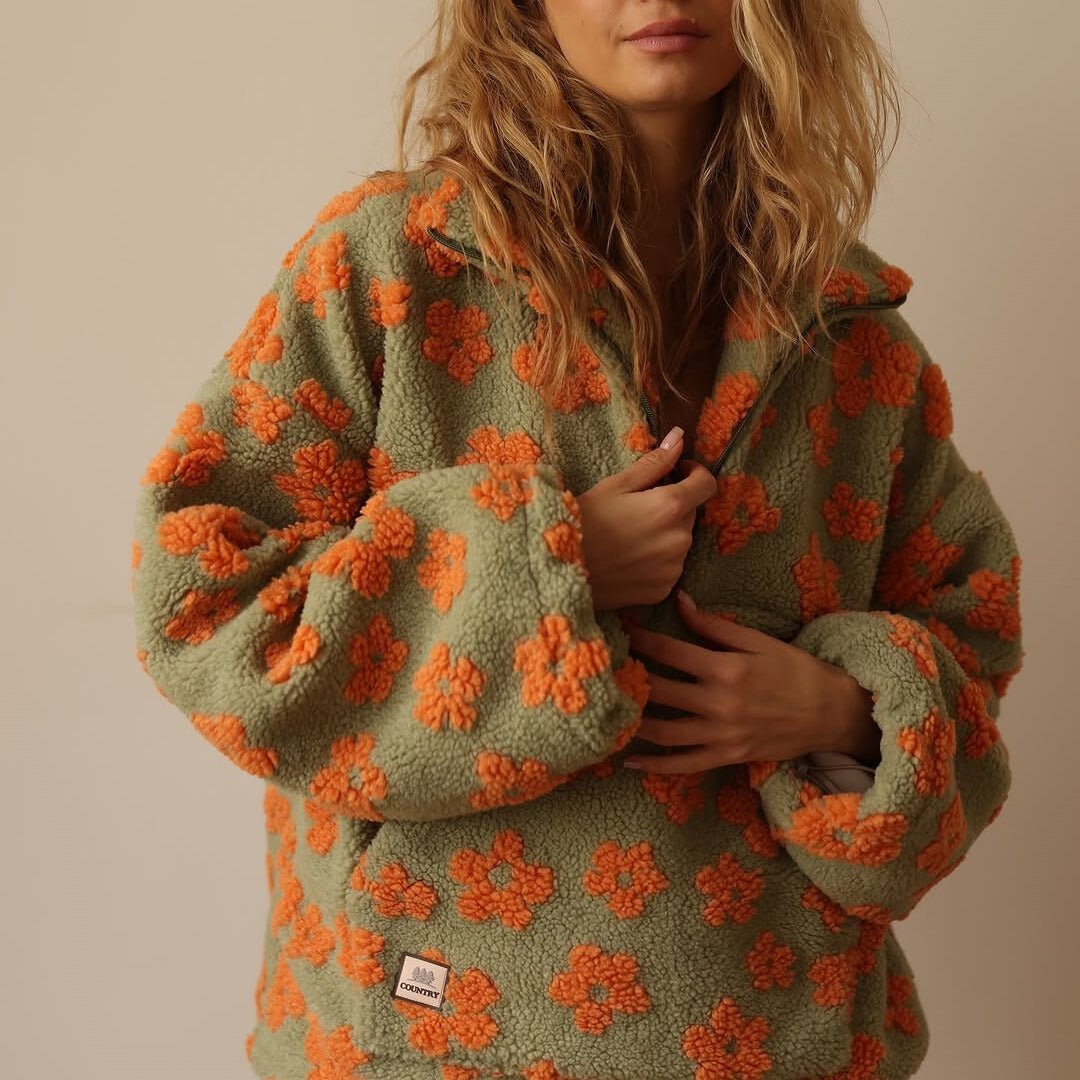 Flora | Floral Hoodie for Women – Cozy Sherpa Style