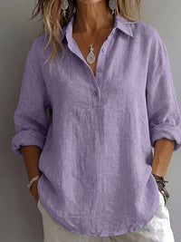 Linnea | Relaxed Collared Partial-Button Blouse