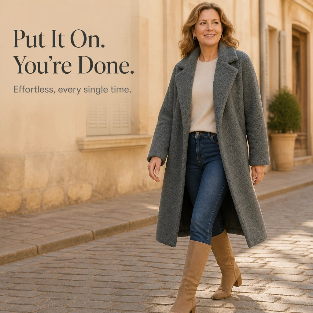 Velora | Long Teddy Coat – Plush Cozy Layer for Women