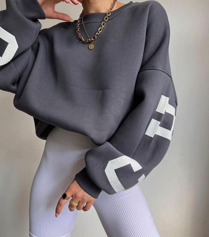 Isalyn | Felpa girocollo casual oversize con interno felpato