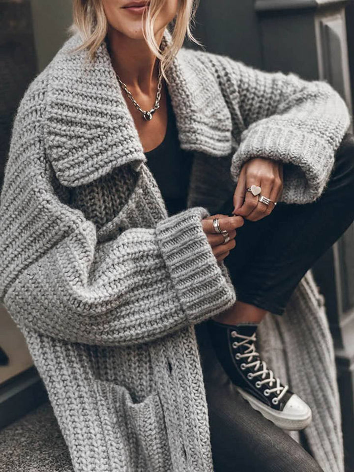 Marielle | Lange Strickjacke mit grobem Rippenmuster