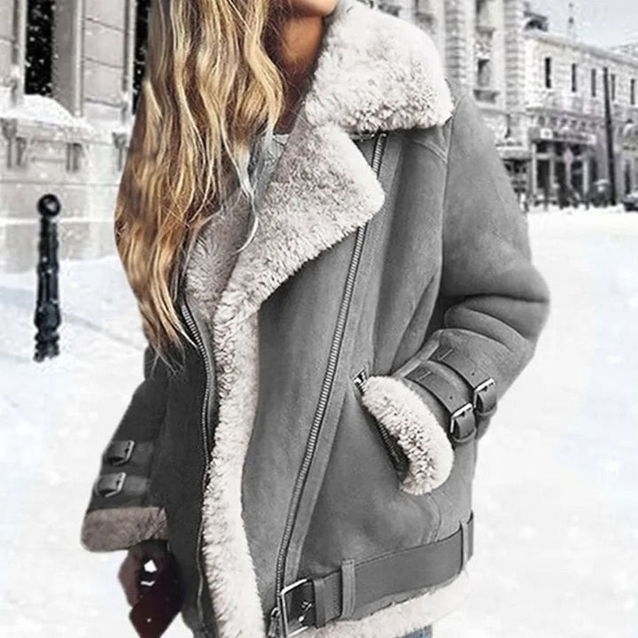 Ophira | Biker Jacket with Shearling Details for Women