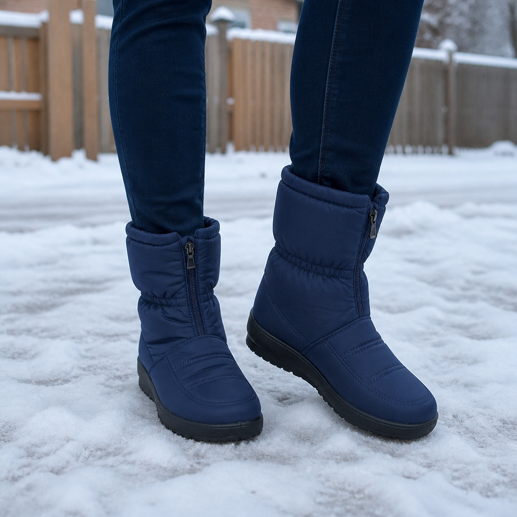Frostbella | Quilted Snow Boots – Warm Side-Zip Style for Women