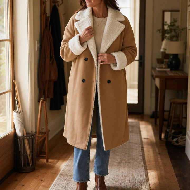 Ellis | Sherpa-Lined Winter Coat – Classic Camel Style for Women