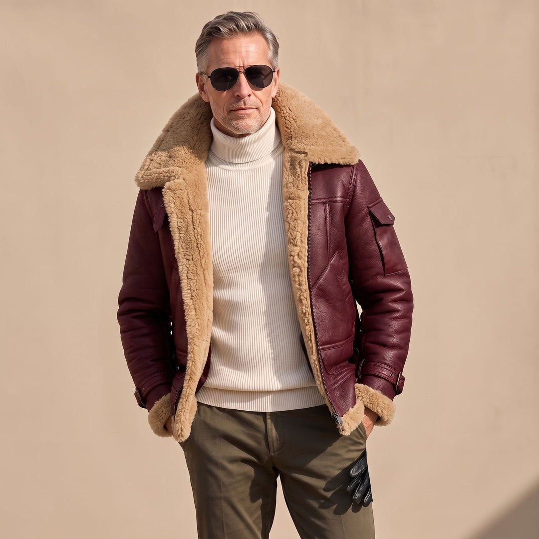 Falcon | Bomber Jacket with Teddy Fur Lining for Men