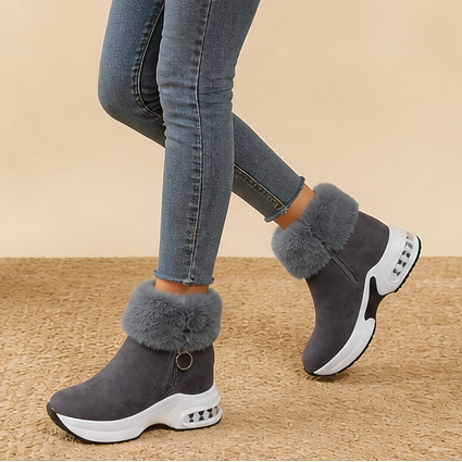 Veluna | Chunky Ankle Boots with Plush Fur-Cuff