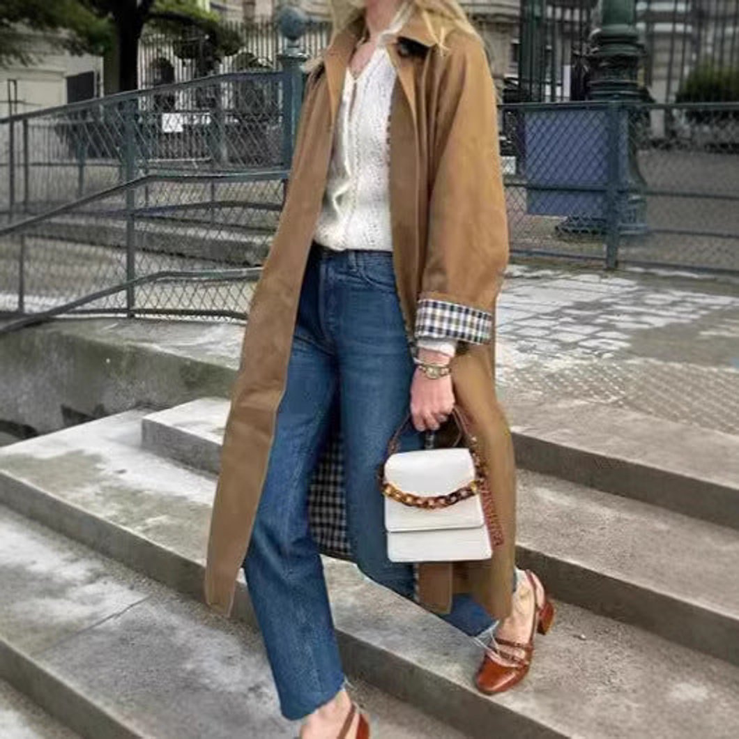 Isla | Stilvoller Oversize-Trenchcoat mit Karomuster für Damen