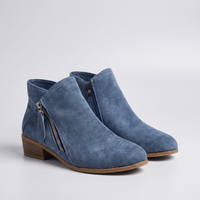 Elise | Soft-Texture Side-Zip Low-Heel Ankle Boots
