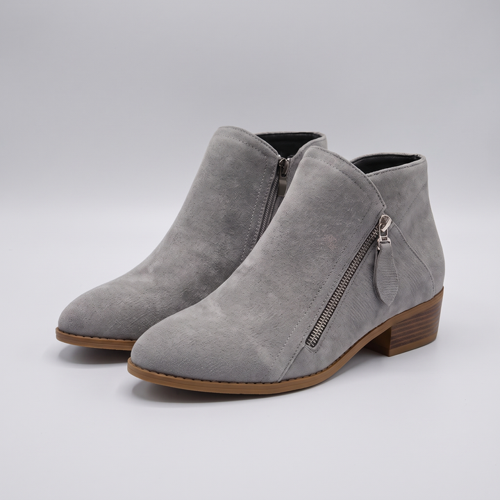 Elise | Soft-Texture Side-Zip Low-Heel Ankle Boots - Image 6