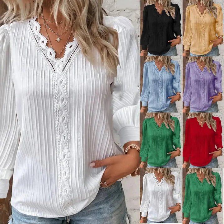 Nola | Lace-Trimmed Blouse – Timeless Elegance for Everyday Wear