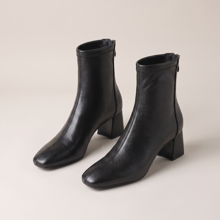 Ava | Stretch-Leather Block-Heel Ankle Boots - Image 8