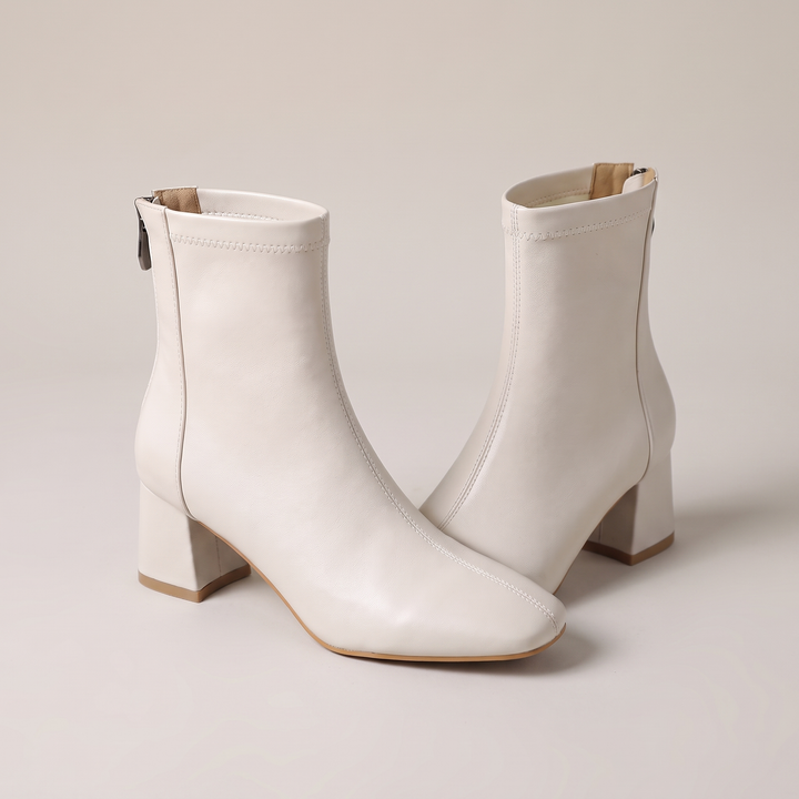 Ava | Stretch-Leather Block-Heel Ankle Boots - Image 9