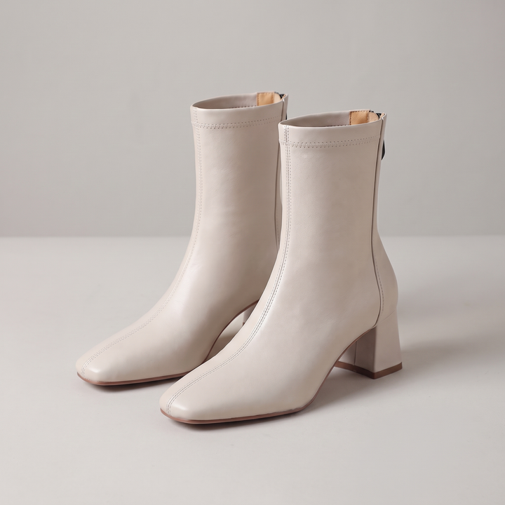 Ava | Stretch-Leather Block-Heel Ankle Boots - Image 7