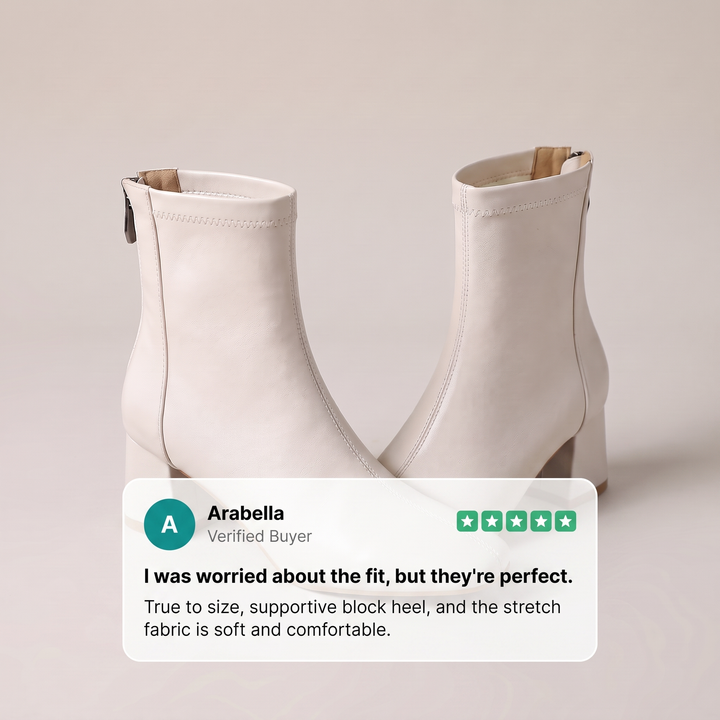 Ava | Stretch-Leather Block-Heel Ankle Boots - Image 6