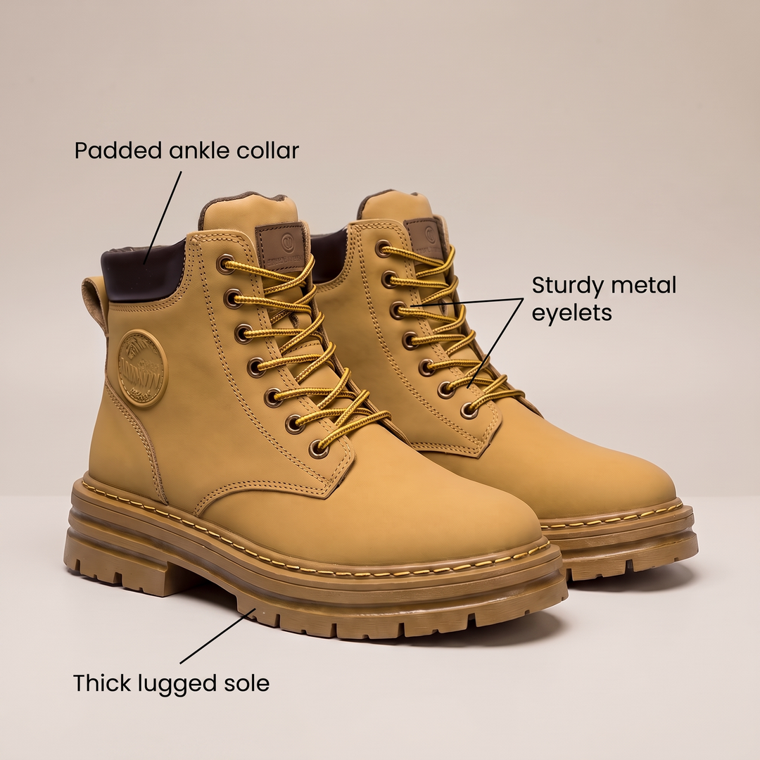 Mason | Leather Lace-Up Lug-Sole Ankle Boots - Image 4