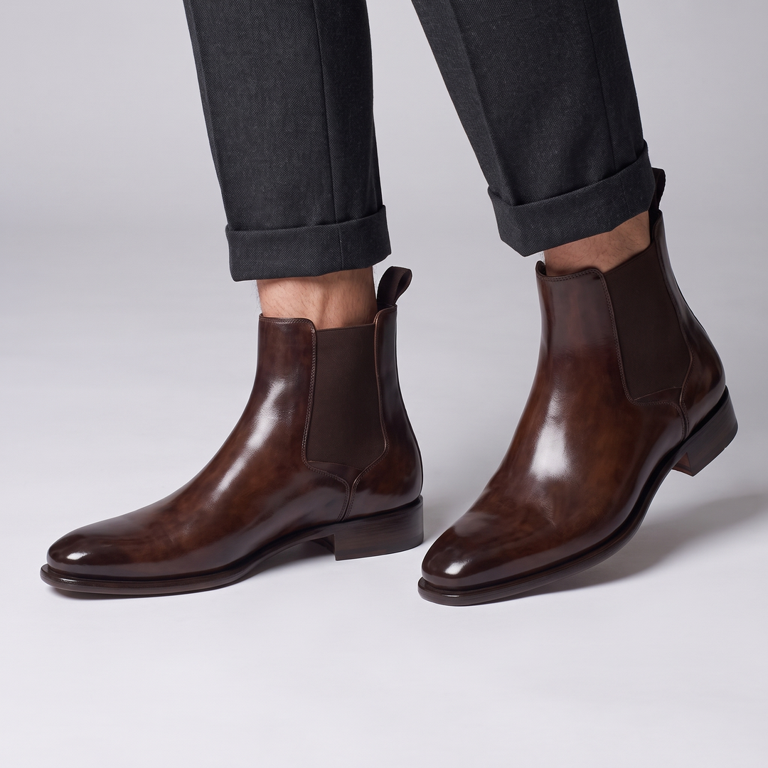 Owen | Polished Chelsea Boots with Elastic Side Panels - Image 2
