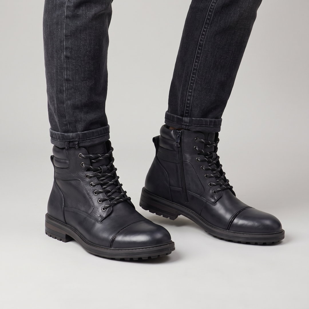 Ethan | Genuine-Leather Lace-Up Ankle Boots with Side Zip - Image 3