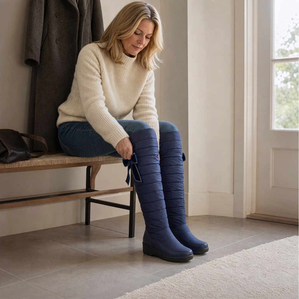 Duvella | Quilted Tall Winter Boots – Cozy Faux Fur Design for Women