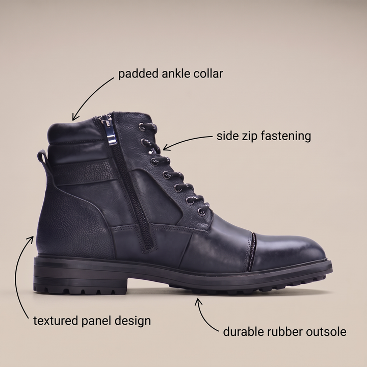 Ethan | Genuine-Leather Lace-Up Ankle Boots with Side Zip - Image 4