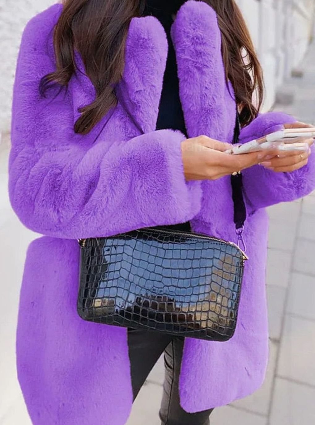 Lunara | Faux Fur Coat – Long Open Front Style for Women