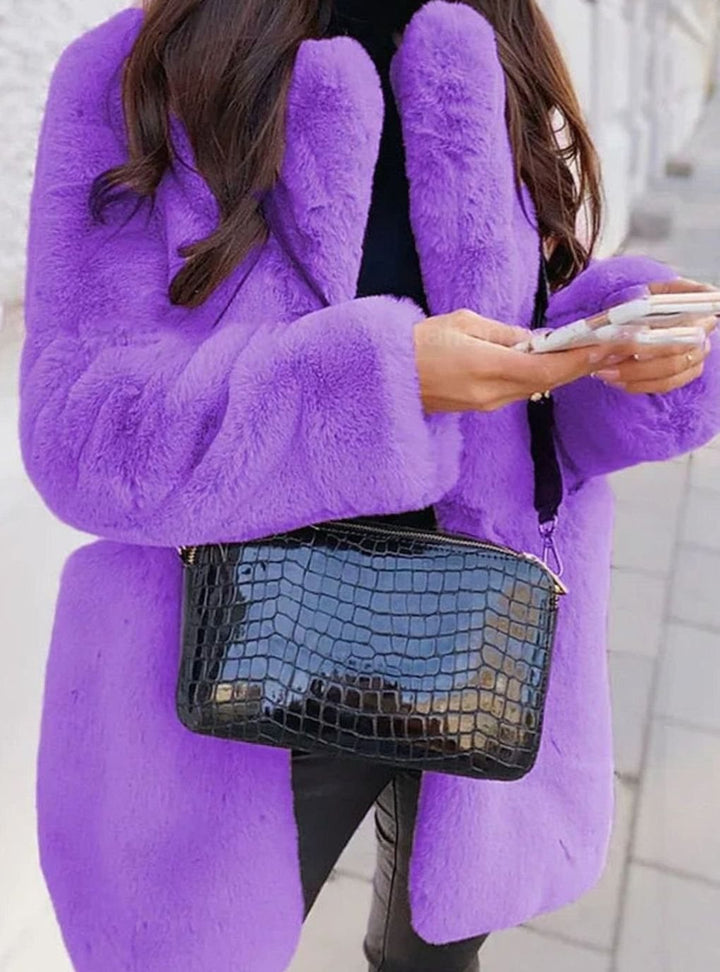 Lunara | Faux Fur Coat – Long Open Front Style for Women