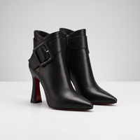 Valentina | Vegan-Leather Buckle-Strap Side-Zip Ankle Boots