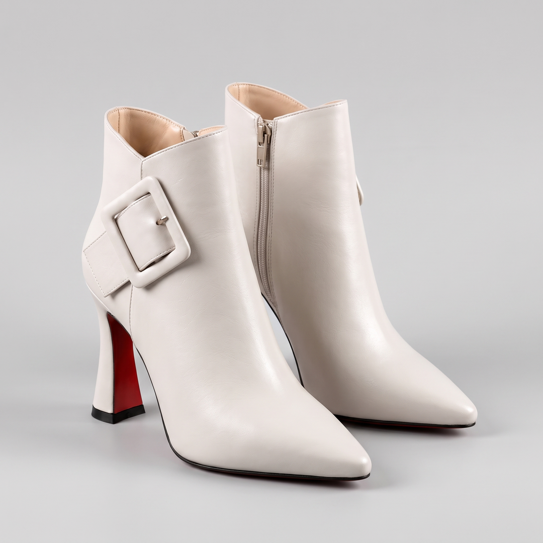 Valentina | Vegan-Leather Buckle-Strap Side-Zip Ankle Boots - Image 2