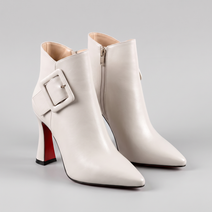 Valentina | Vegan-Leather Buckle-Strap Side-Zip Ankle Boots - Image 2