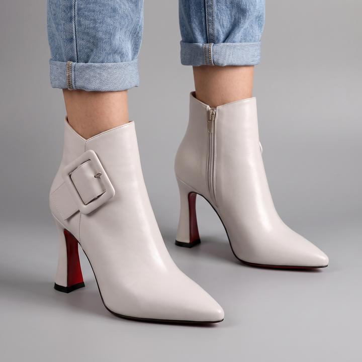 Valentina | Vegan-Leather Buckle-Strap Side-Zip Ankle Boots - Image 3