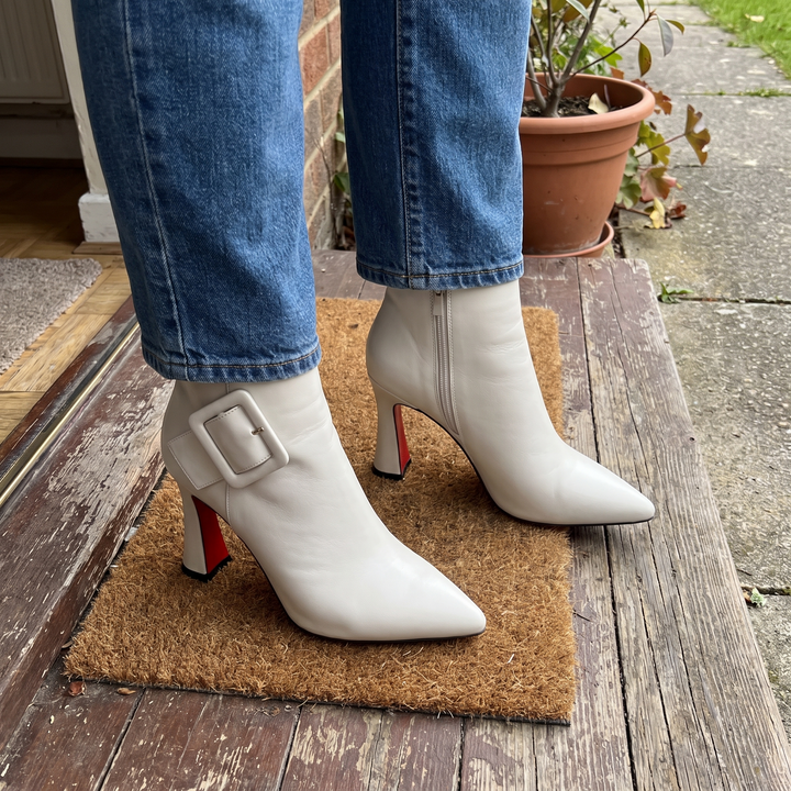 Valentina | Vegan-Leather Buckle-Strap Side-Zip Ankle Boots - Image 4