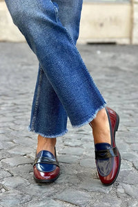Vivienne | Women's Bicolor Glossy Slip-On Loafers