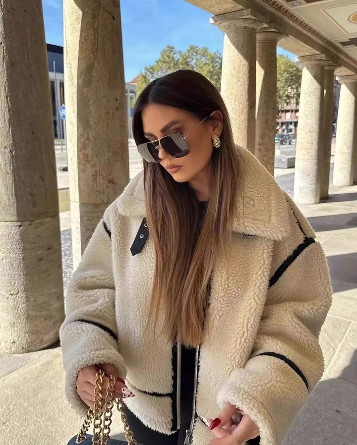Cecil | Sherpa Teddy Jacket with Contrast Trim for Women