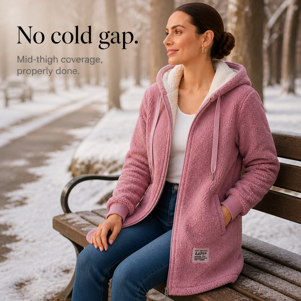 Veloura | Faux-Shearling Jacket – Cozy Mid-Length Hooded Style